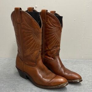 Laredo Western Boots Womens 6.5M Brown Leather Vintage Stitched Metal Toe Rand